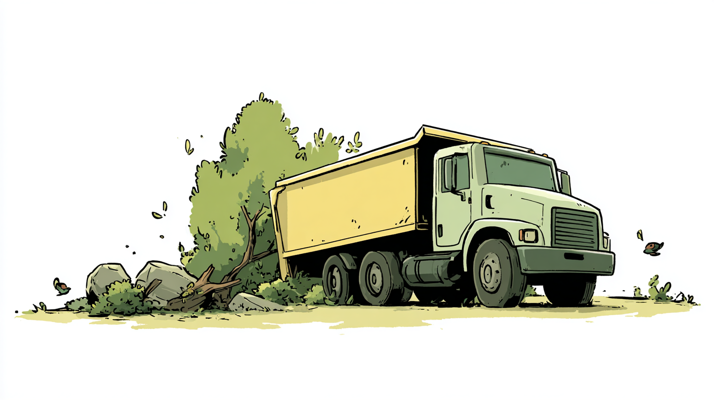Illustration of a dump truck hauling yard debris