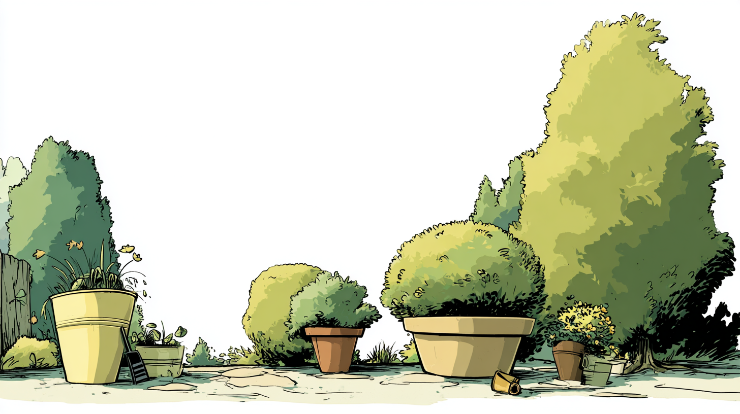 Illustration of hands planting a young shrub in fresh soil